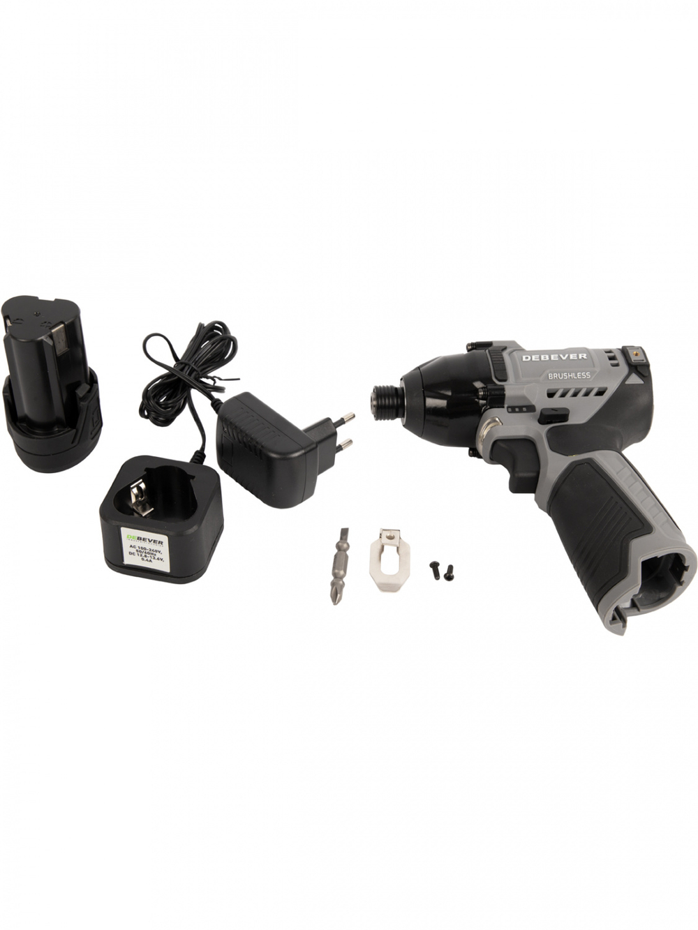 DBE-7361CKIT Винтоверт аккумуляторный DeBever бесщеточный, ударный, шестигранник 1/4", 140Nm, 12В, 1.5 Ач в наборе с аккумулятором и зарядным устройством