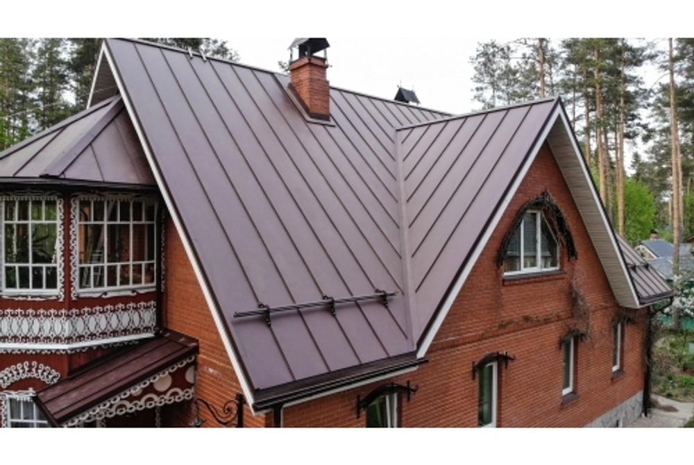 Фальц двойной стоячий Grand Line 0,5 Rooftop Бархат с пленкой на замках RAL 8017 шоколад