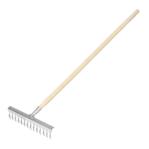 Грабли, нержавеющая сталь, 340 х 1300 мм, 14 витых зубьев, деревянный черенок, Россия, Сибртех