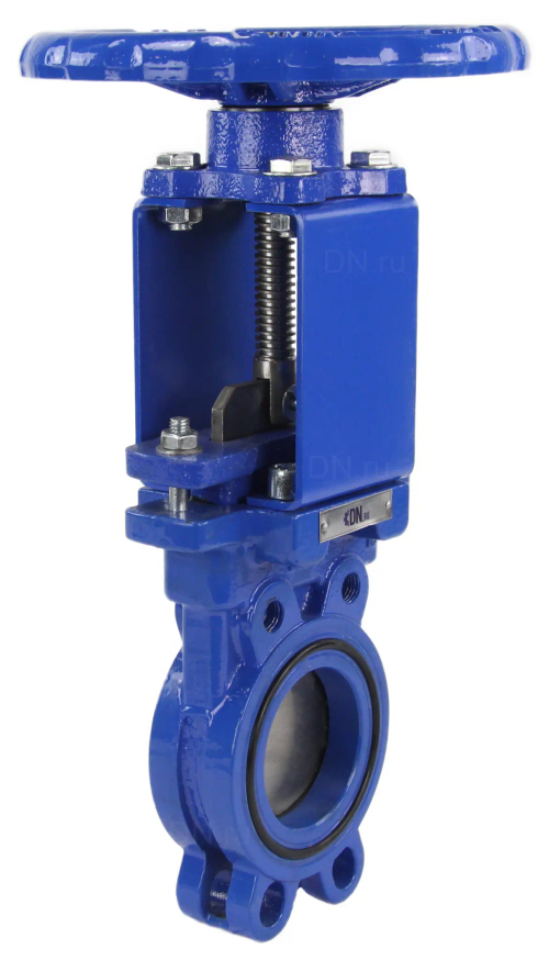 Задвижка шиберная DN.ru GVKR1331N-2W-Fb-S Ду80 Ру10 двусторонняя, межфланцевая, шпиндель - выдвижной, корпус - чугун GGG40, шибер - нержавеющая сталь 304, уплотнение - NBR, управление - штурвал, WENZ