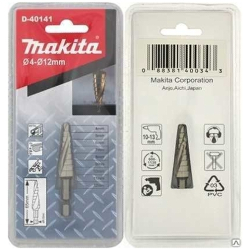 Сверло ступенчатое со спиральным желобком, HSS, 4-12, 1/4 Makita D-40141