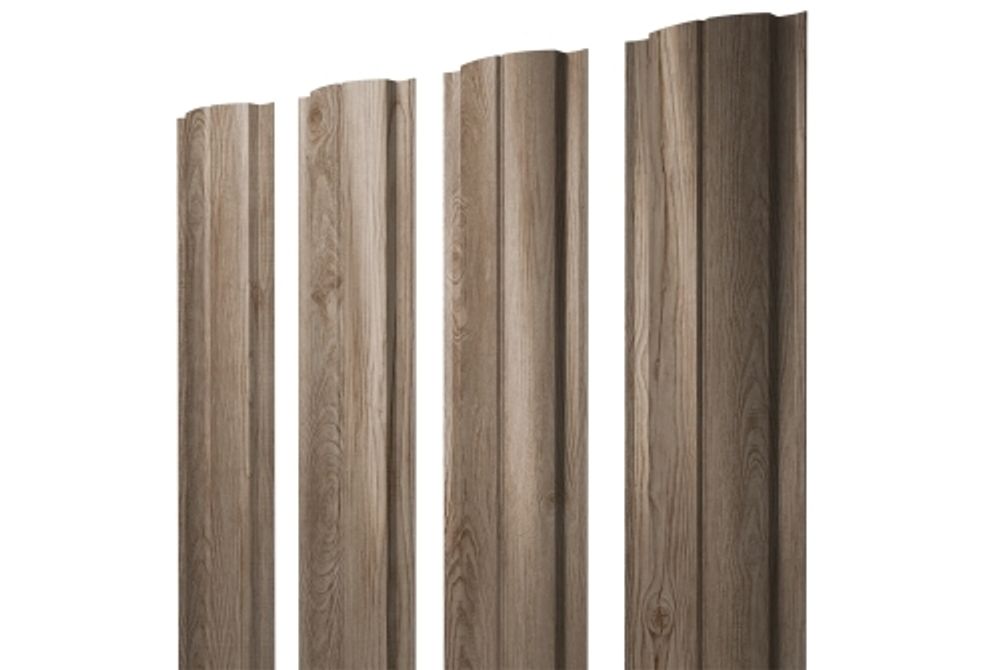 Штакетник Полукруглый Slim с прямым резом 0,45 Print Elite White Wood TwinColor