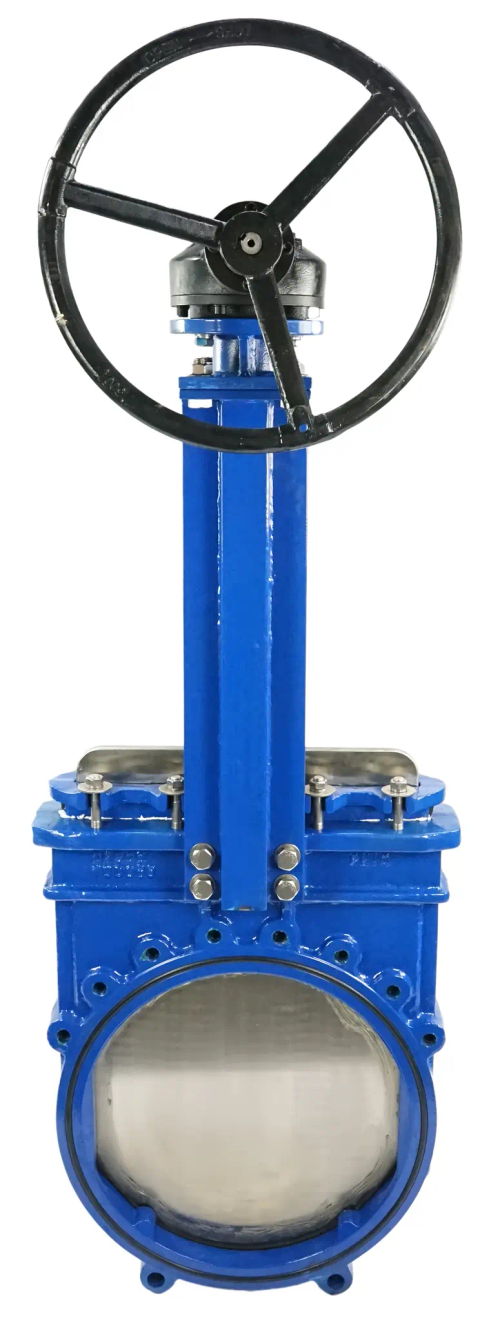 Задвижка шиберная DN.ru GVKN1331N-2W-Fb-R Ду500 Ру10 двусторонняя, межфланцевая, шпиндель - невыдвижной, корпус - чугун GGG40, шибер - нержавеющая сталь 304, уплотнение - NBR, с редуктором, WENZ