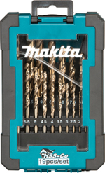 Набор сверл по металлу HSS-Co, 1-10 мм, шаг 0.5 мм, 19 шт Makita D-67561
