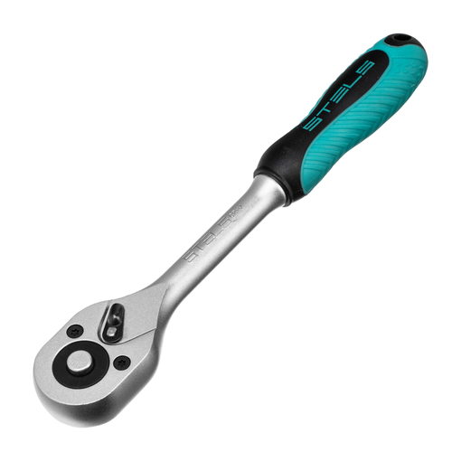 Ключ-трещотка 3/8", CrV, 72 зуба, с быстрым сбросом, матовый хром Stels