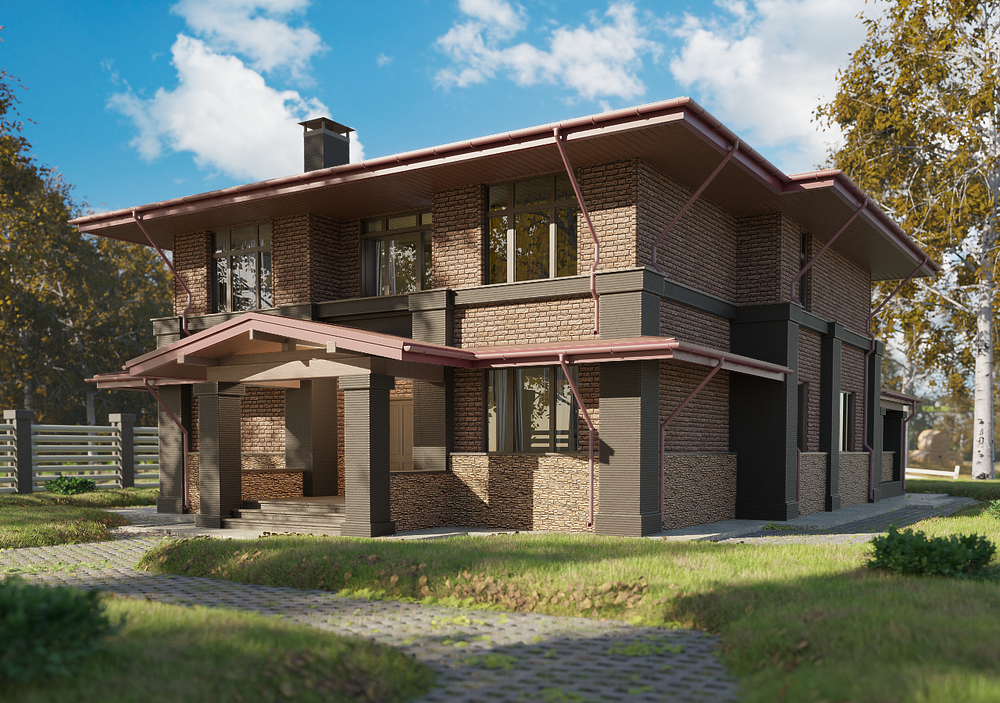 Сайдинг LUX под камень, Bergart, кедровый орех