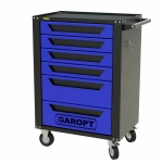 Тележка инструментальная Garopt 6 ящиков СИНЯЯ, центральный замок, увеличенные колеса, доводчики, GAROPT Серия "High", высота 1040мм