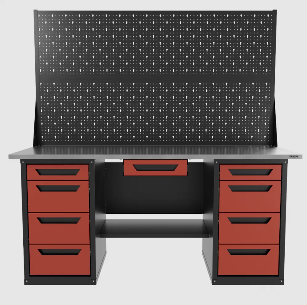 Верстак двухтумбовый 4 ящиков /4 ящиков с двумя экранами и ящиком, красный 1800*700 GAROPT, GT1800Y1Y4Y4PP2.red