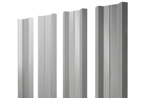 Штакетник М-образный А с прямым резом 0,5 Satin RAL 9006бело-алюминиевый