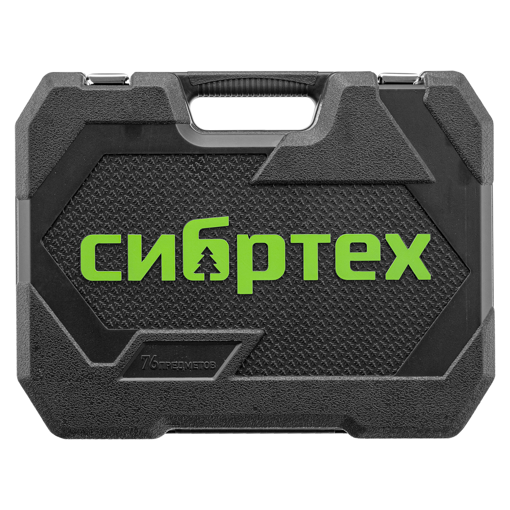 Набор инструментов, 1/2", 1/4", пластиковый кейс 76 предметов// Сибртех