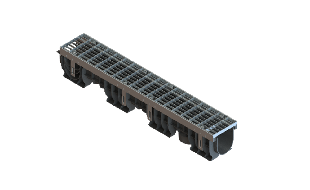 Лоток водоотводный PolyMax Drive DN100 h155 пластиковый с решеткой ячеистой ОС кл.А (комплект)