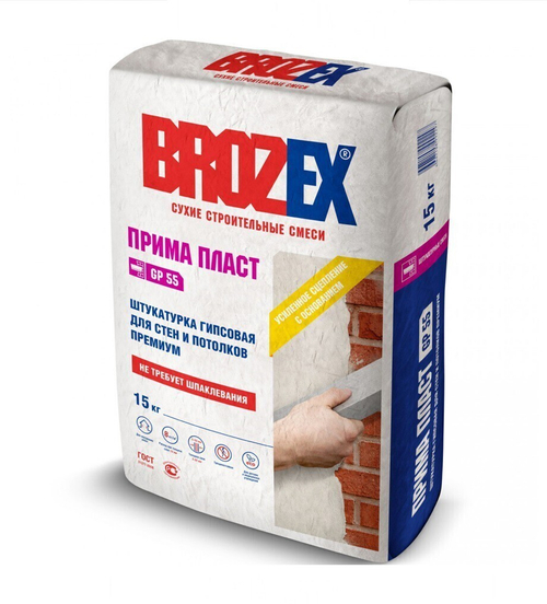 Штукатурка гипсово-перлитовая Brozex GP-55 Прима Пласт 25 кг, шт