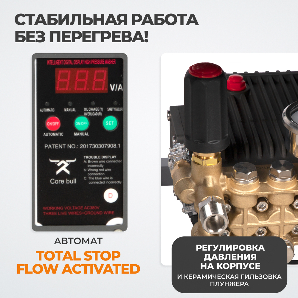 WDK-HPW7500S Профессиональный стационарный аппарат высокого давления 7,5KW, 380V, 250 bar, 15л/мин, 1450 об.мин.