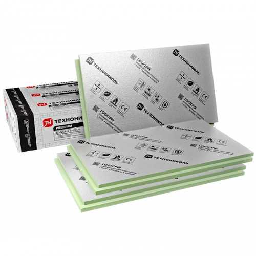 Плита теплоизоляционная ТехноНиколь LOGICPIR Балкон Ф/Ф L 1190х590х30 мм, 8 шт/упак