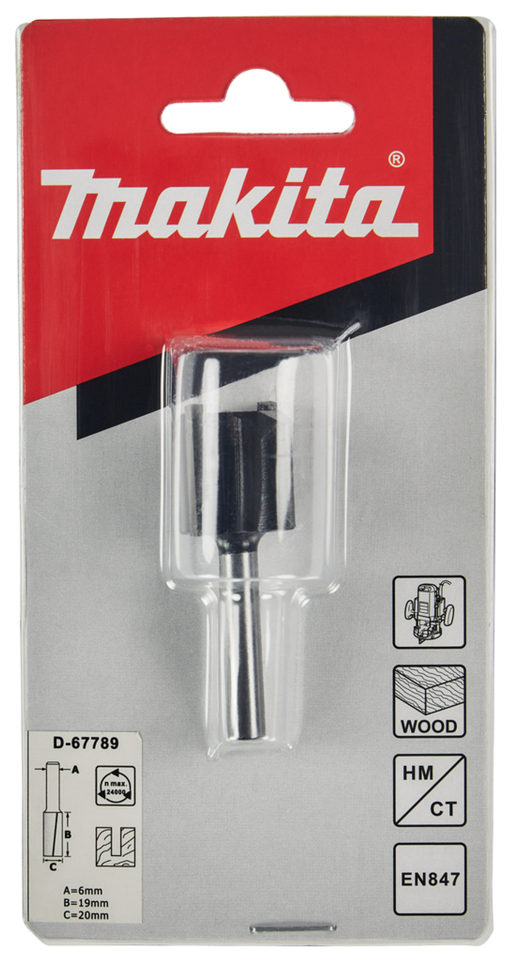 Фреза пазовая 20х19, S6, 2T Makita D-67789