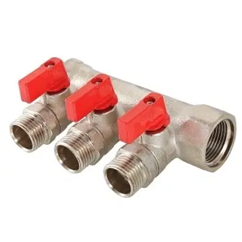 Коллектор запорный проходной 2 отвода 1"в/н x ½"к Valtec VTc.580.N.0602