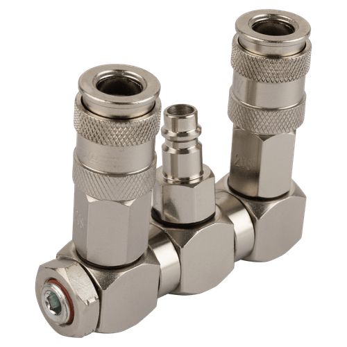 HRS-SRLL Разветвитель с вращающимися соединениями, с двумя БРС 1/4"-1/4", вход со штекером