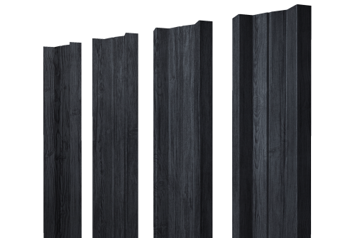Штакетник М-образный А с прямым резом 0,45 Print Premium Grey Wood TwinColor