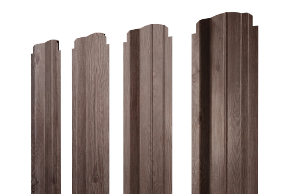 Штакетник П-образный B фигурный 0,45 Print Elite White Wood TwinColor
