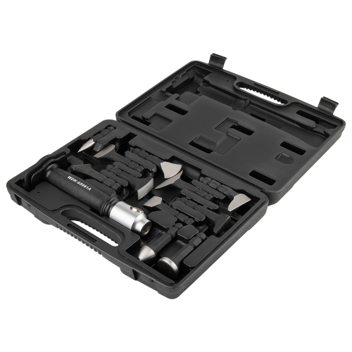 WDK-65081A Набор для рихтовки кузова автомобиля в пластиковом кейсе, 12 предметов.