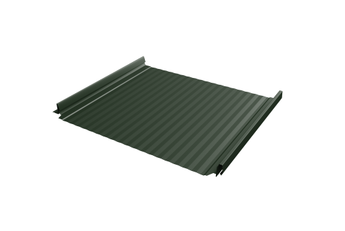 Кликфальц Pro Gofr Grand Line 0,5 GreenCoat Pural BT с пленкой на замках RR 11 темно-зеленый (RAL 6020 хромовая зелень)