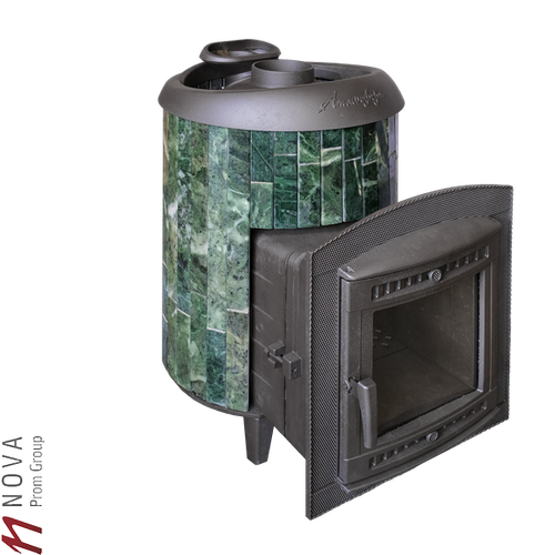 Печь для бани ПроМеталл Атмосфера L в ламелях змеевик