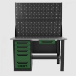 Верстак однотумбовый 5 ящиков с двумя экранами и ящиком, зеленый 1400*700 Garopt, GT1400STY1Y5PP2.green