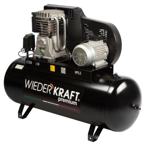 WDK-92060  Масляный поршневой компрессор с ременным приводом:606 л/мин, ресивер 200л, 11 бар;