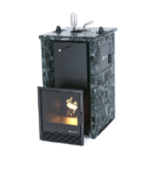 Печь для бани ИзиСтим Сочи М2 Premium в трехстор. кожухе из пироксенита вход слева закр.верх
