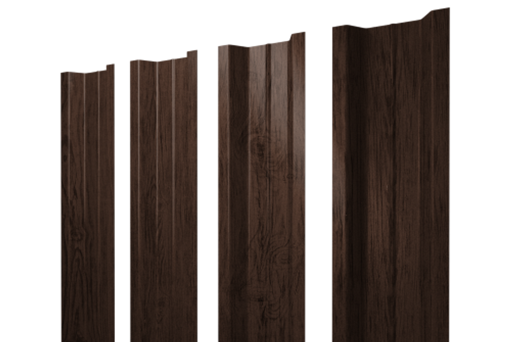 Штакетник П-образный В с прямым резом 0,45 Print Premium Antique Wood TwinColor