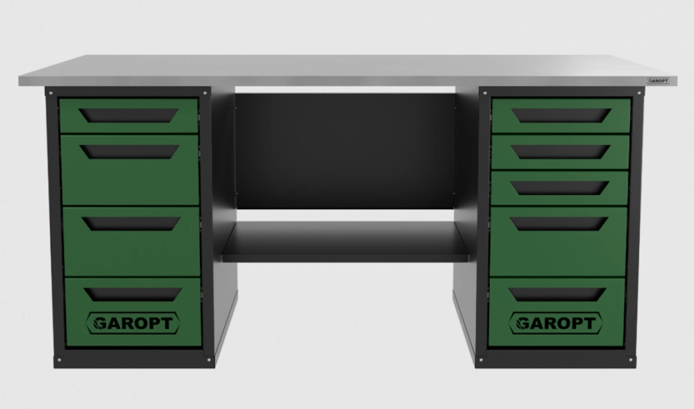 Верстак двухтумбовый 4 ящиков /5 ящиков 1800*700 зеленый GAROPT, GT1800Y4Y5.green