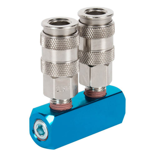 WDK-82ML Распределитель пневматический, 2 быстроразъемных EU соединения резьба, 3 входа с резьбой 1/