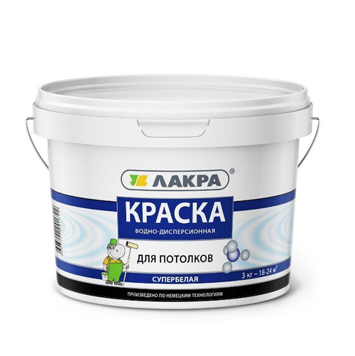 Краска Лакра Для потолков супербелая 3 кг, шт