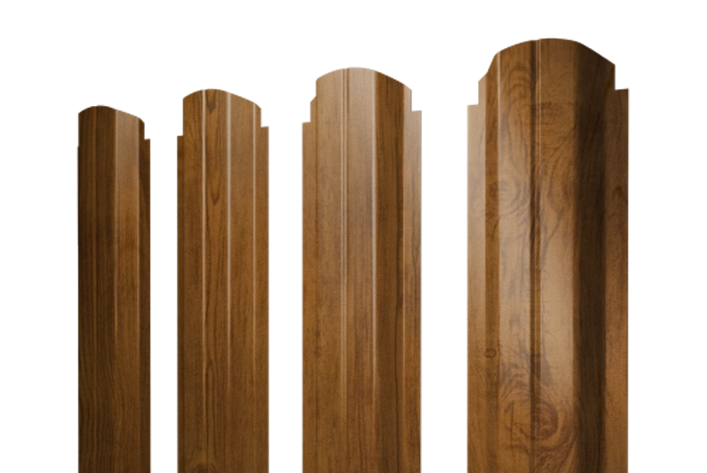 Штакетник П-образный А фигурный 0,45 Print Elite Golden Wood TwinColor