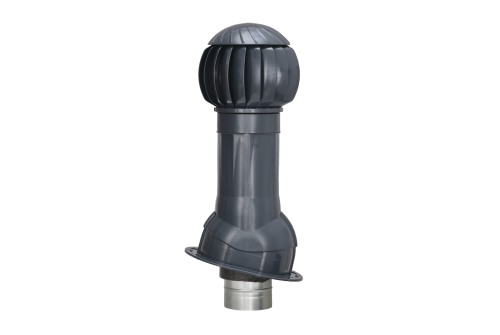 Комплект вентиляции Gervent для кровли фальцевой и гибкой черепицы, 160 мм, труба изолированная 150 мм, RAL 7024, мокрый асфальт