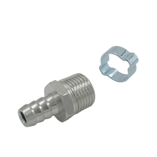OPT-74012HM Штуцер пневматический ёлочка с обжимным кольцом, внешняя резьба 1/2", 12 мм