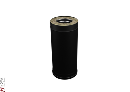 Дымоход Феррум утепленный нержавеющий (430/0,8мм)/зеркальный нержавеющий ф115/200 L=0,5м (черный)