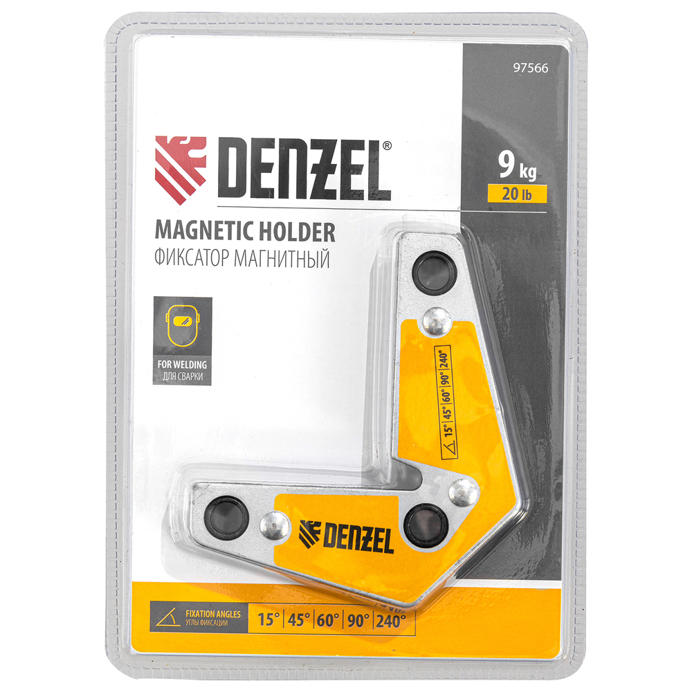 Фиксатор магнитный для сварочных работ усилие 25 LB, 30х45х60х75х90х135 град. Denzel