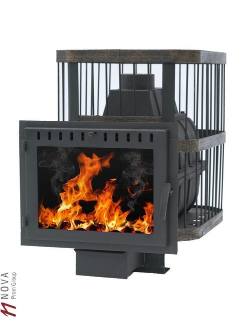 Печь для бани чугунная Сибирь-24 панорамная дверка (сетка)