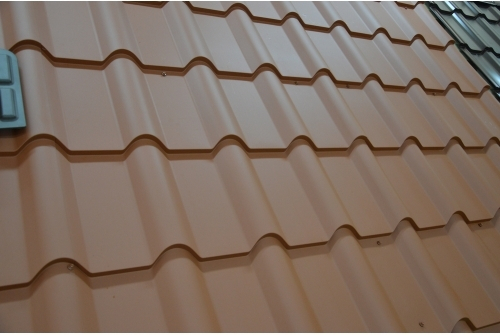 Металлочерепица камея Grand Line 0,5 PurLite Matt RAL 8004 терракота