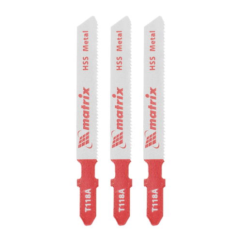 Полотна для электролобзика по металлу, 3 шт, T118A, 50 х 1.2 мм, HSS Matrix Professional