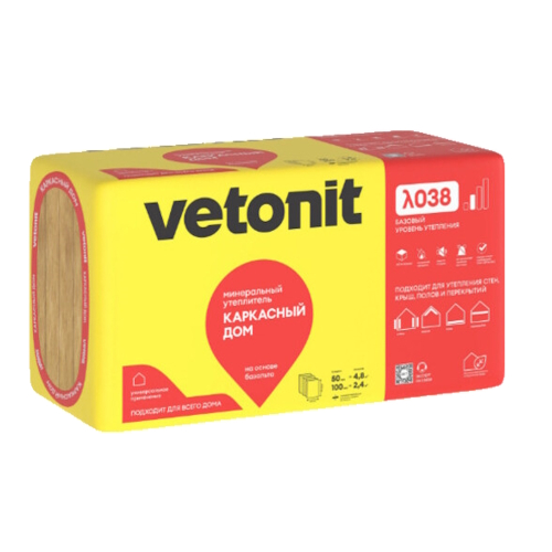 Утеплитель Vetonit Каркасный Дом 50мм (4.8м2 / 0.24м3), 8 шт