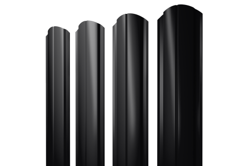 Штакетник Полукруглый Slim фигурный 0,5 PurLite Matt RAL 9005 черный