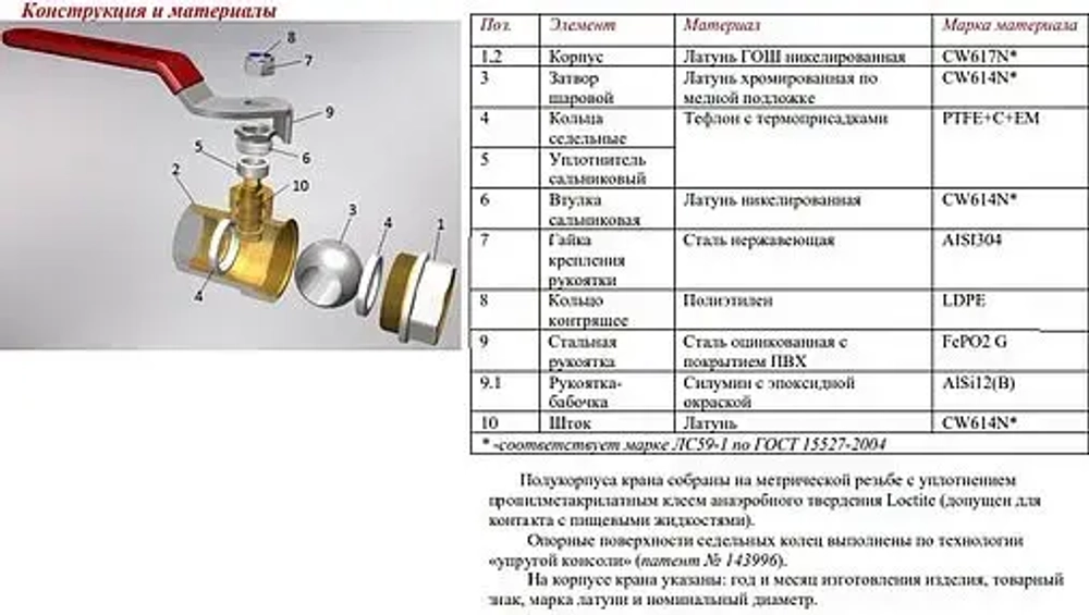 Кран шаровый ½"в x ½"н Valtec Base VT.218.N.04