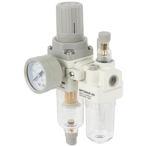 AC2010-02 Блок подготовки воздуха 1/4" с фильтром, манометром, маслораспылителем и регулятором давле