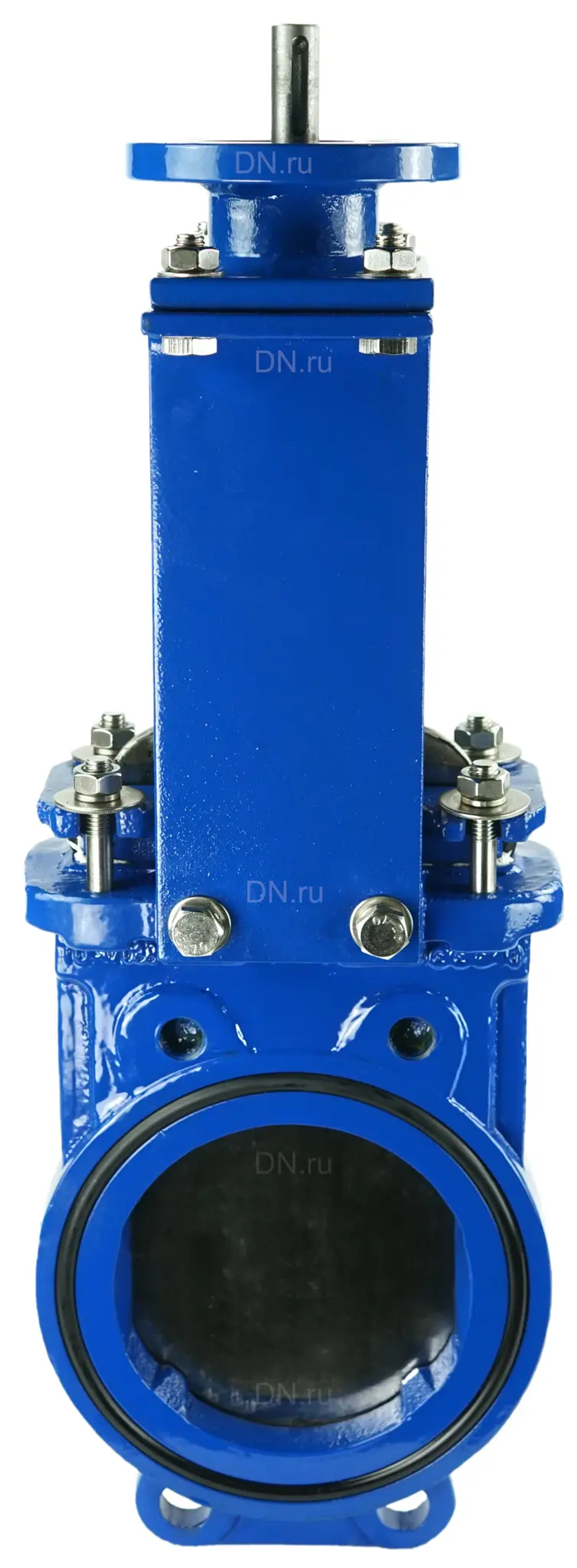 Задвижка шиберная DN.ru GVKN1331N-2W-Fb-ISO Ду150 Ру10 двусторонняя, межфланцевая, шпиндель - невыдвижной, корпус - чугун GGG40, шибер - нержавеющая сталь 304, уплотнение - NBR, с ISO-фланцем и голым штоком, круглый шток 18, F10