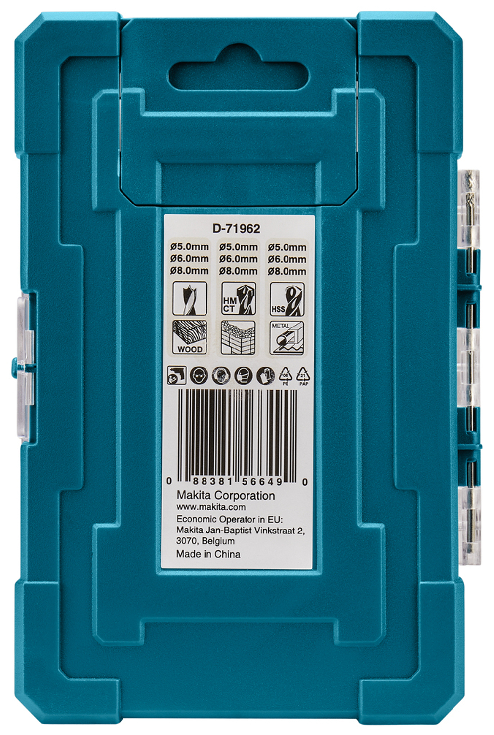 Набор сверл по камню, дереву и металлу, 9 шт Makita D-71962