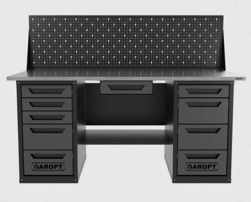 Верстак двухтумбовый 4 ящиков /5 ящиков с экраном и ящиком, 1800*700 серый GAROPT, GT1800Y1Y4Y5PP.grey