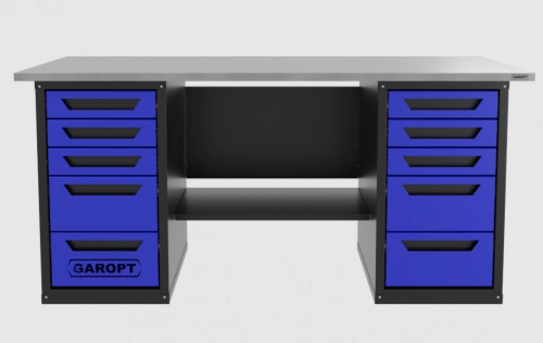 Верстак двухтумбовый 5 ящиков /5 ящиков, синий 1800*700 GAROPT, GT1800Y5Y5.blue