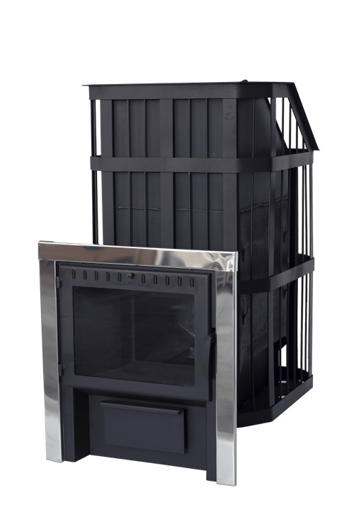 Печь для бани Сибирь закр. каменка (панорамная дверца)